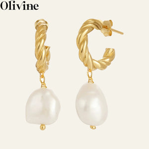 925 Silver Baroque Pearl Studs Vintage Drop Earrings
