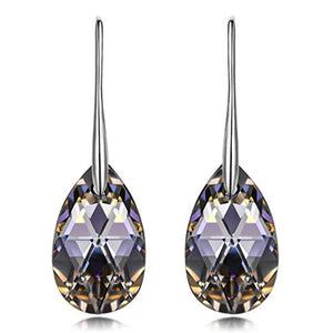 925 Silver Water Drop Dangle Earrings with Crystals from Austria