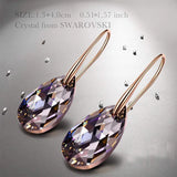 925 Silver Water Drop Dangle Earrings with Crystals from Austria