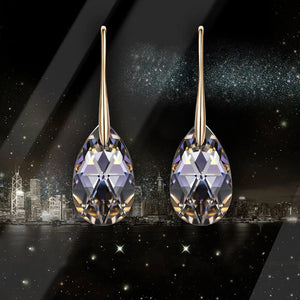 925 Silver Water Drop Dangle Earrings with Crystals from Austria
