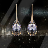 925 Silver Water Drop Dangle Earrings with Crystals from Austria