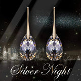 925 Silver Water Drop Dangle Earrings with Crystals from Austria