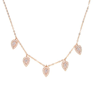 925 Silver Tear Drop Charm Cz Necklace Choker for Women