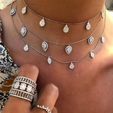 925 Silver Tear Drop Charm Cz Necklace Choker for Women