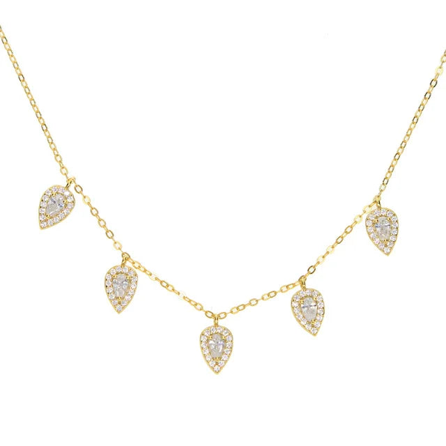 925 Silver Tear Drop Charm Cz Necklaces Choker