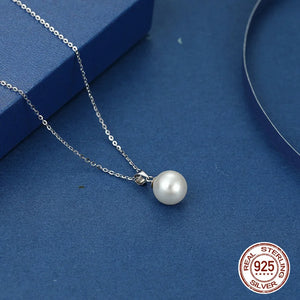 925 Silver 10mm/12mm Pearl Choker Necklaces Layered Chain Women Jewelry