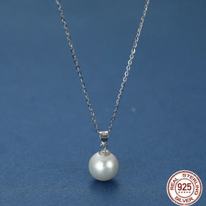 925 Silver 10mm/12mm Pearl Choker Necklaces Layered Chain Women Jewelry