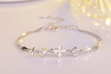925 Silver White/purple Zirconia Clovers Bracelet for Women