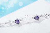 925 Silver White/purple Zirconia Clovers Bracelet for Women
