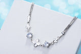 925 Silver White/purple Zirconia Clovers Bracelet for Women