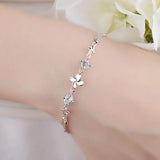 925 Silver White/purple Zirconia Clovers Bracelet for Women