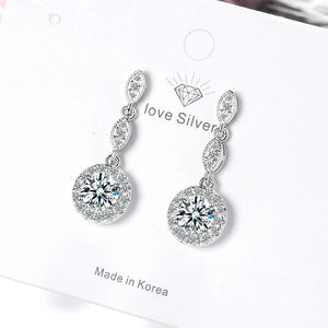 925 Silver Zircon Water Droplet Earrings for Women