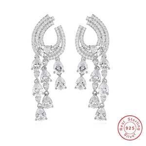 925 Silver Sapphire Drop Earrings for Women Wedding Jewelry