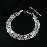 925 Silver Net Chain Bracelets Necklaces Set for Women