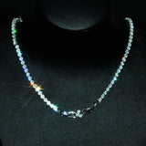 925 Silver Chain Necklace Lab Sapphire Emerald Wedding Chocker Necklace