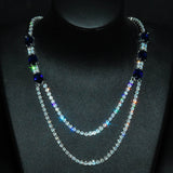 925 Silver Chain Necklace Lab Sapphire Emerald Wedding Chocker Necklace