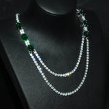 925 Silver Chain Necklace Lab Sapphire Emerald Wedding Chocker Necklace