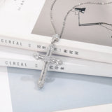 925 Silver Cross Pendant Necklace with Clear Sona Diamond