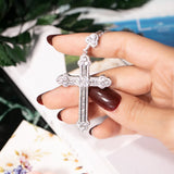 925 Silver Cross Pendant Necklace with Clear Sona Diamond