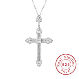 925 Silver Cross Pendant Necklace with Clear Sona Diamond