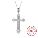 925 Sterling Silver Cross Pendant Necklace with Clear Pave SONA Diamond