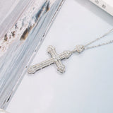925 Silver Cross Pendant Necklace with Clear Sona Diamond