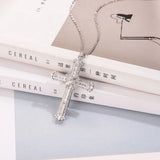 925 Silver Cross Pendant Necklace Clear pave SONA Diamond Necklace for Men Women