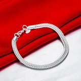 925 Sterling Silver 6MM Geometry Chain Bracelet Necklace Set