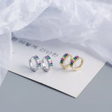 925 Silver Square CZ Diamond Hoop Earrings for Women