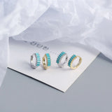 925 Silver Square CZ Diamond Hoop Earrings for Women