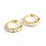925 Silver Square CZ Diamond Hoop Earrings for Women