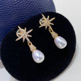 Freshwater Rice Pearl Earrings Retro Style