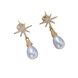 Freshwater Rice Pearl Earrings Retro Style