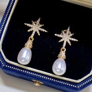 Freshwater Rice Pearl Earrings Retro Style