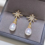 Freshwater Rice Pearl Earrings Retro Style
