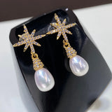 Freshwater Rice Pearl Earrings Retro Style