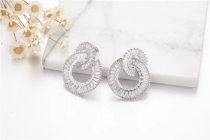 925 Silver CZ Trapezoid Crystal Earrings