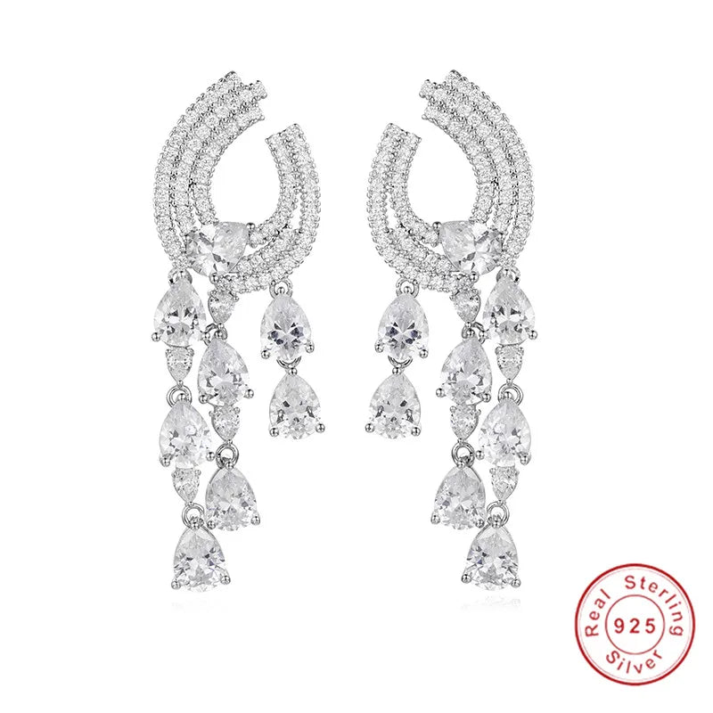 925 Silver Austria 5A CZ Water Drop Earrings