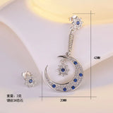 Moon Star Micro Zircon Tassel Earrings S-e545