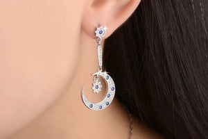 Moon Star Micro Zircon Tassel Earrings S-e545