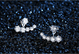 925 Silver Stud Earrings Six Claw Zirconia Leaves S-e264