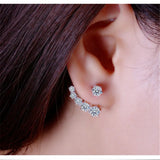 925 Silver Stud Earrings Six Claw Zirconia Leaves S-e264