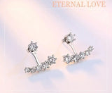 925 Silver Stud Earrings Six Claw Zirconia Leaves S-e264