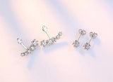 925 Silver Stud Earrings Six Claw Zirconia Leaves S-e264