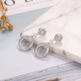 925 Silver Trapezoid Crystal Drop Earrings for Women Dress Party Wedding Jewelry