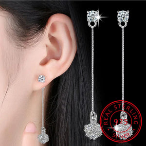 925 Silver Love Candy Zirconia Cube Tassel Earrings