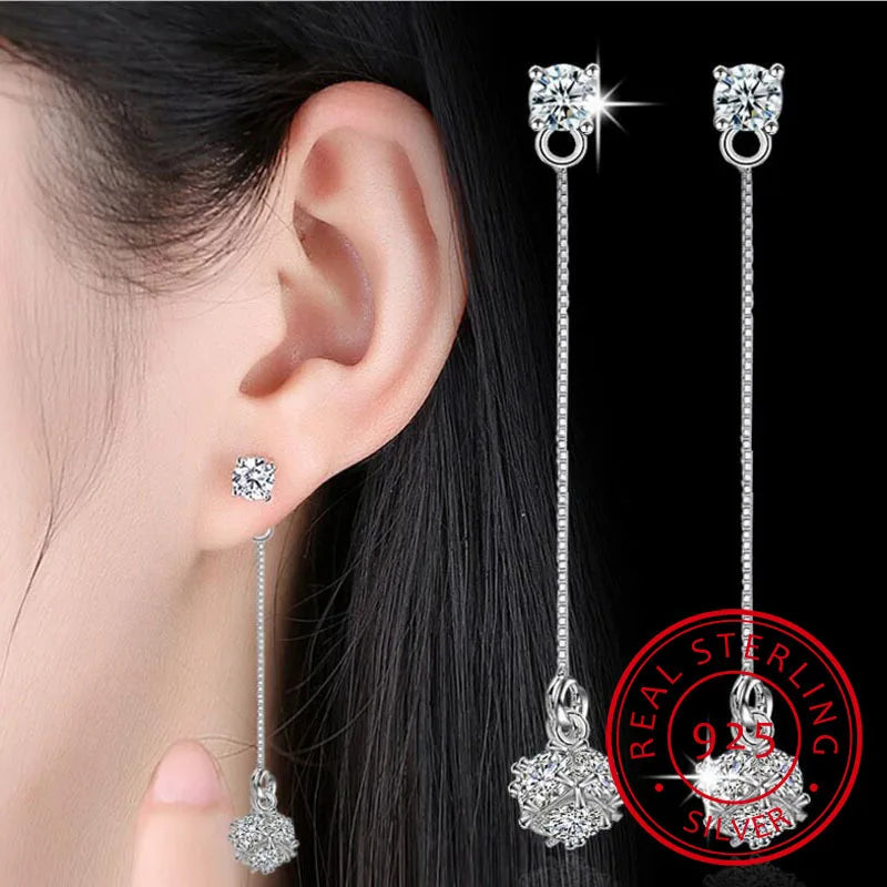 925 Silver Love Candy Zirconia Cube Tassel Earrings