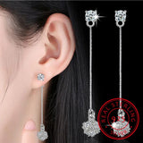925 Silver Love Candy Zirconia Cube Tassel Earrings