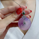 925 Silver Safety Buckle Necklace Purple Stone Wedding Jewelry