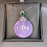 925 Silver Safety Buckle Necklace Purple Stone Wedding Jewelry